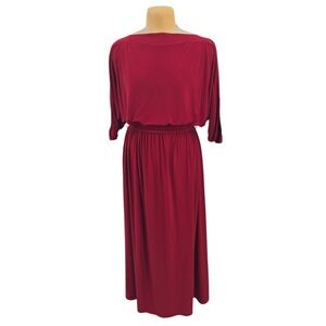 KOH KOH Maxi Dress Women 2 Red Boat Neck Batwing Sleeve Formal Evening Gown Chic